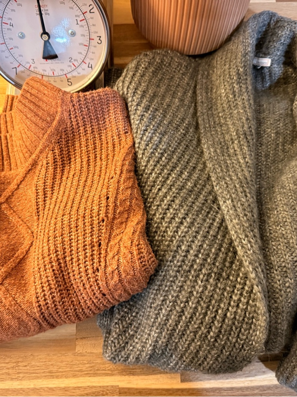Sugar Women Sweaters - Rust Orange & Olive Green